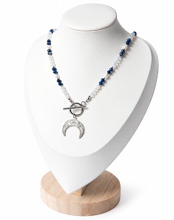 LUNULA naszyjnik z kamieni - opal, lapis lazuli i perła, Greenmoon Handmade