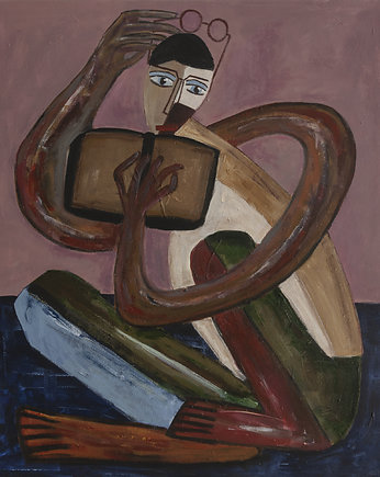 ORYGINAŁ. Obraz na płótnie - Kobieta z książką 60x50 cm, Gosia Sendlewska
