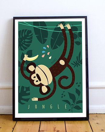 Dżungla. Małpa. Plakat 50x70 cm, OKAZJE - Prezent na Chrzciny