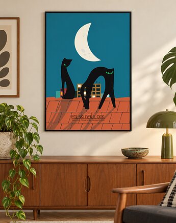 Plakat Fine Art giclee Dzikie koty. Polski New Look, ma illustories