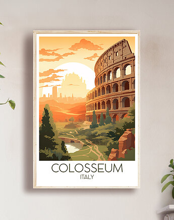 Włochy - Koloseum, Rzym - Plakat, pamiątka dla podróżnika, Black Sapphire Art