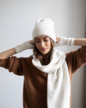 Szalik Merino & cashmere śmietanka, Lucky HandMade