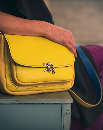 Teczka teczuszka na ramię żółta SKÓRA NATURALNA, czajkaczajka