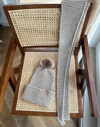 Komplet czapka+szalik  z wełny i alpaki Czapka i szal Handmade, Konevka store