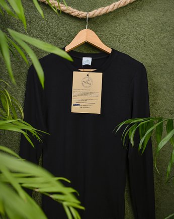 Czarna koszulka bambusowa długi rękaw UNISEX, POLBAM