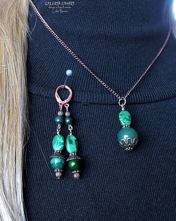 Uroczy komplet biżuterii z malachitu handmade dla delikatnej subtelnej osoby, Galeria Limart
