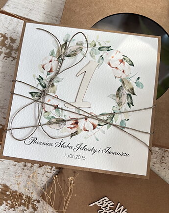 Wyjątkowa kartka ręcznie robiona z okazji 1 rocznicy ślubu, sorte