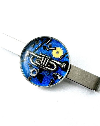Spinka do krawata - Dla Muzyka - TRĄBKA (BLUE) (unikat), DROBINY CZASU