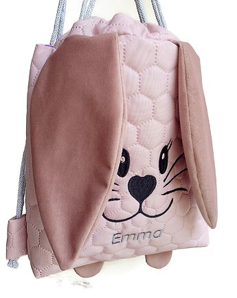 Worek dla przedszkolaka z imieniem zajączek uszy, Made by Joan