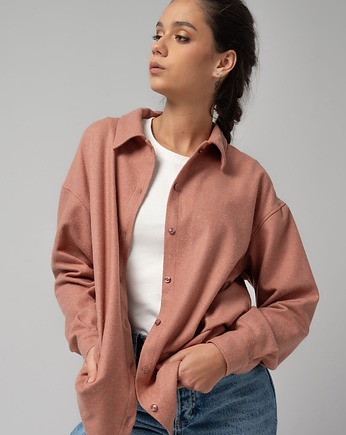 Różowa wełniano-jedwabna koszula, DUSTY ROSE, Yanowska