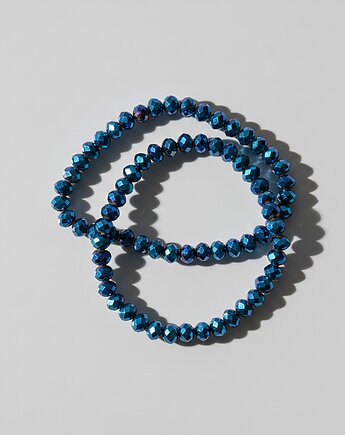 Elegancki zestaw dwóch bransoletek z granatowych kryształków, All My Jewelry