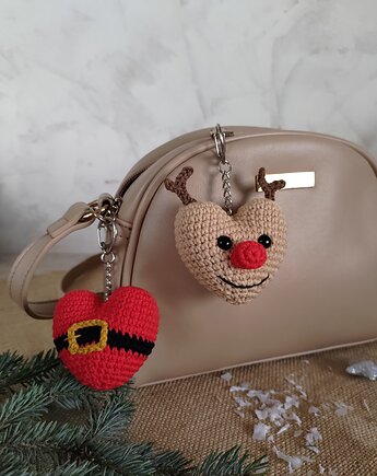 Zestaw breloków świątecznych, Brelok serduszko, Upominek świąteczny, EcoToysByNastya