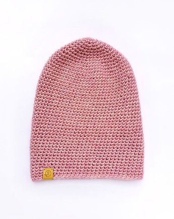 Przejściowa czapka  bawełna merino COSY różowa, sploteka