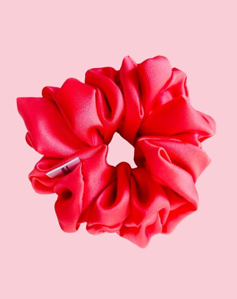 Gumka jedwabna, scrunchie, frotka soczysty koral MAXI, Capillum
