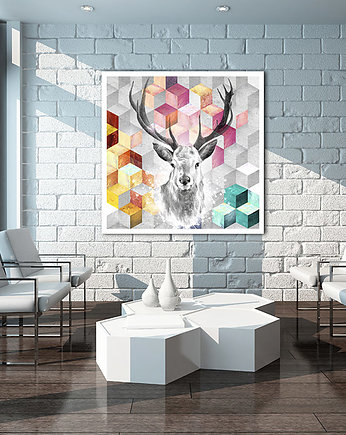 OBRAZ NA PŁÓTNIE - JELEŃ DEER- 100x100cm, LUdesign gallery