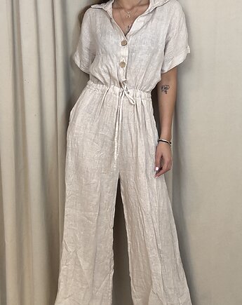 Lniany kombinezon Beige, SOLO moda