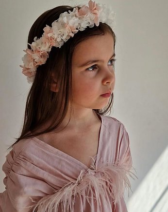 Wianek na głowę HORTENSJA RÓŻ - CHRZEST, ślub, sesja, komunia, MOM&SISdekorują