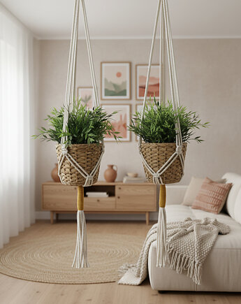 Kwietniki makrama ze sznurka zestaw minimalistyczny MKW24, Barwny Zakątek