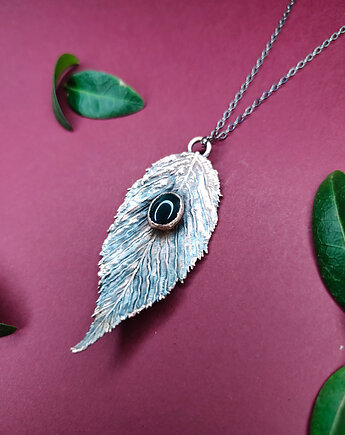 Liść Czereśni z Agatem Mszystym- harmoinia, Cuprum Pracownia Miedzi