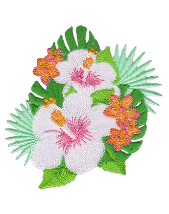 Naszywka naprasowanka KWIAT TROPIKALNY termo haft 9,2x9,5cm, Wyszywane
