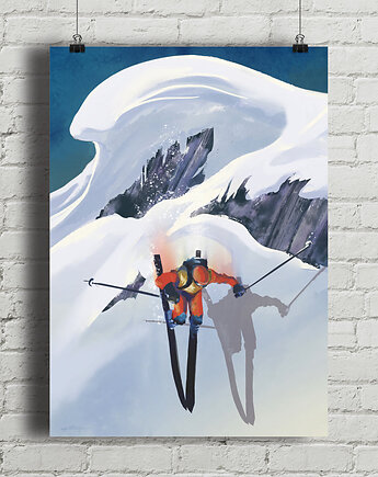 Narciarstwo freeride / Poza szlakiem - plakat narciarski, minimalmill