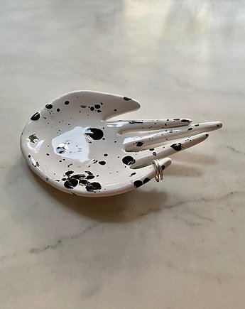 Ceramiczna Dłoń Podstawka na Biżuterię Dalmatyńczyk w Srebrne Ciapki, Maison Fragile