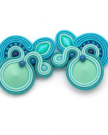 Turkusowe małe kolczyki soutache, Cardioceras