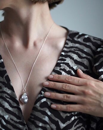 Naszyjnik srebrny z perłą barokową, ZY.JEWELLERY