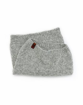 Cienki jasnoszary komin z wełny alpaki, Holy Alpaca Knit