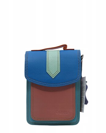 Torebka na telefon skórzana damska listonoszka z rączka i szlufką na pasek, Olivka Warsaw