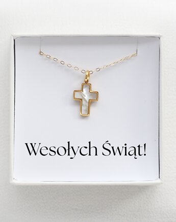 Naszyjnik Krzyżyk z Perłą, Świąteczny Prezent dla Niej, Vinci Woman