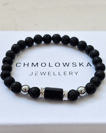Bransoletka męska Lawa i Turmalin, Chmolowska Jewellery