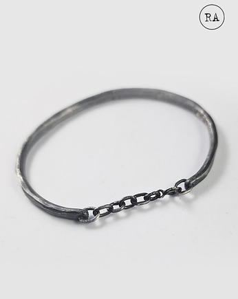 Bransoleta CUFFED oksydowane srebro zapinana, RA