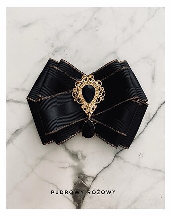 Brosza z czarnym kryształkiem NEW, Pudrowy Różowy