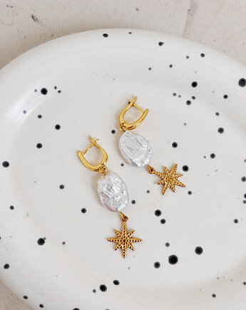 Kolczyki  z perłą i gwiazdą, Chmolowska Jewellery