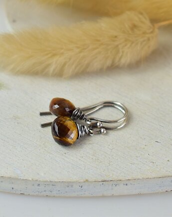 Tygrysie oko krople - srebrne kolczyki, Sunflower Kornelia Kubinowska