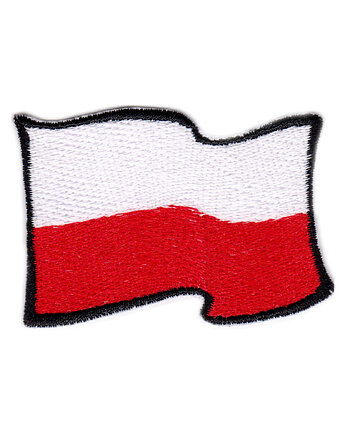 Naszywka naprasowanka FLAGA PL POWIEWAJĄCA termo haft POLSKIE 6x4,4cm, Wyszywane