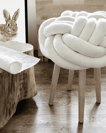 Pokrowiec KNOT STOOL ecru, woodnwool