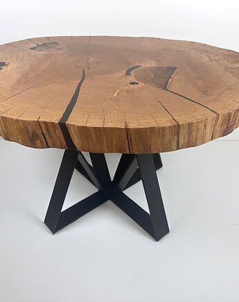 Stolik kawowy z litego dębu i czarnej żywicy epoksydowej, BooGoo