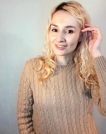 Sweter z kaszmiru 100% karmelowy warkocz kaszmirowy sweter, BAJKA projekt