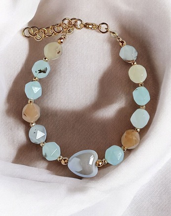 Bransoletka : SPRING collection: JADEIT i ceramiczne serduszko IV, kaktusia