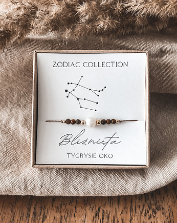 Bransoletka znak zodiaku Bliźnięta tygrysie oko, Tiny Stone
