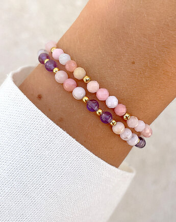 Bransoletki na gumce - opal, ametyst z hematytem, Bring Biżuteria