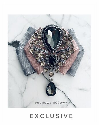 Brosza z Ogromnym kryształem Exclusive 1 szt NEW, Pudrowy Różowy