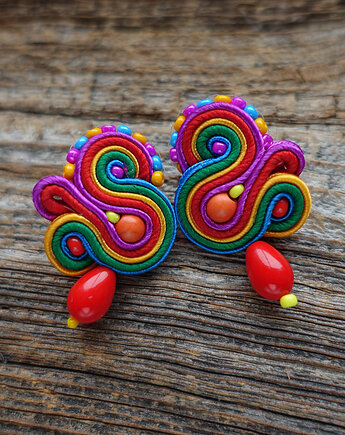 Małe i kolorowe kolczyki sutasz, Mró Soutache