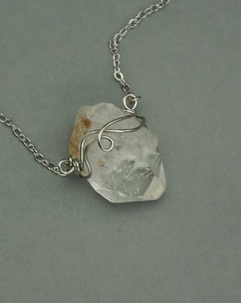 Naszyjnik Talizman kryształ górski wire wrapping, Agata Rozanska