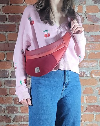 Nerka "Haru" czerwona ekoskóra mix vegan, hairoo