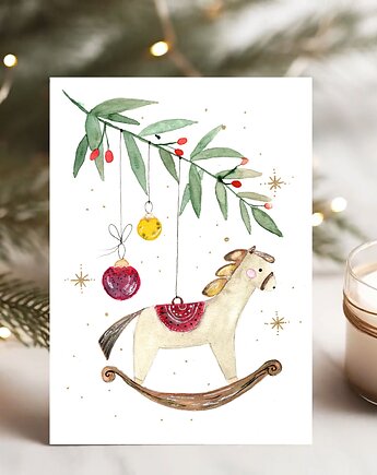 Zestaw 5 kartek świątecznych. Konik na biegunach, Malgorzata Domanska
