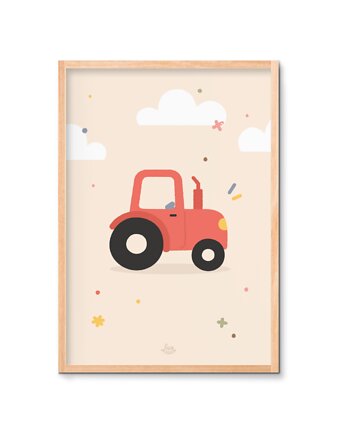 Traktor plakat Montessori, Lisia Rodzinka