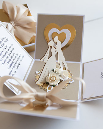 Pamiątka ślubu, exploding box, kartka, Papiernik